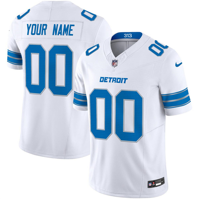 Men's Detroit Lions Active Player Custom White 2024 F.U.S.E. Vapor Limited Football Stitched Jersey